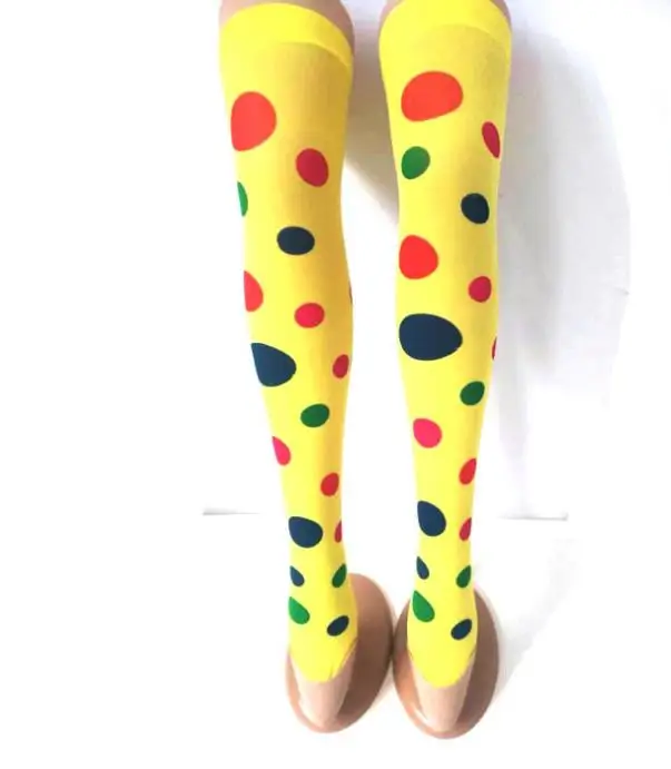 Christmas Stockings Halloween Party Costume Cosplay Long Socks Rainbow Striped Polka Dots Clown Socks