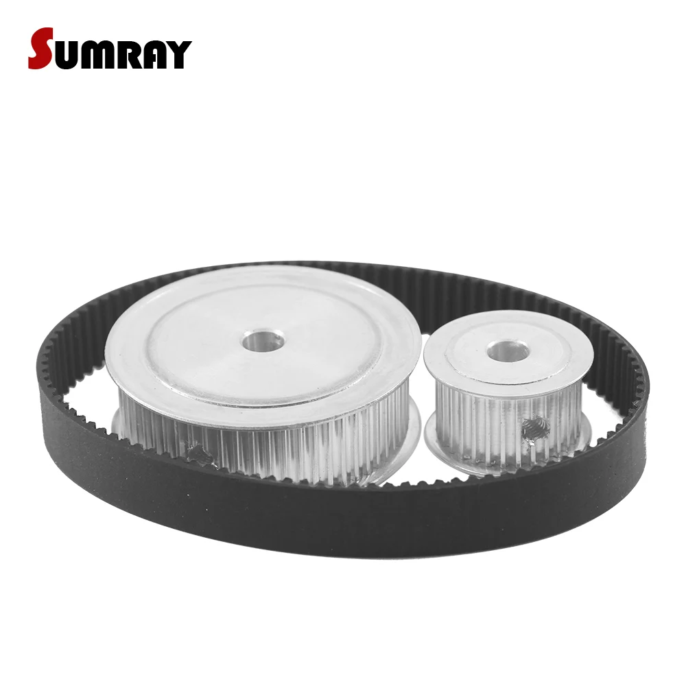 HTD3M Timing Pulley Belt Kit 3M 30T 60T Reduction 1:2 Synchronous Pulley Wheel Set 16mm Width HTD3M-339 Rubber Drive Belts