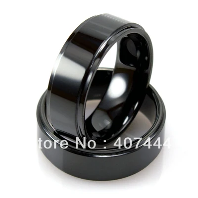 Free Shipping!Wholesales USA Hot Sales E&C Jewelry Men's Tungsten Black Ring With Edges & Polish Ring His/Her Best Wedding Ring