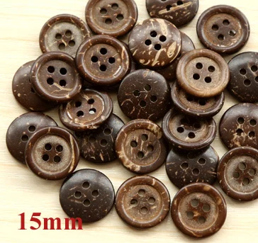 50pcs/lot Size:15mm Round Natural Coconut Buttons Bulk button Accssories Sewing (ss-1158)