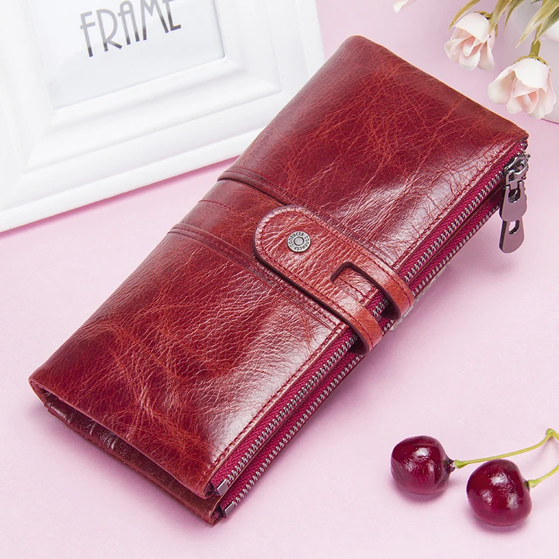 Brand Designer Women Clutch Fashion Wallets Cowhide Leather Female Long Wallet Women Zipper Purse Coin Purse For iPhone X