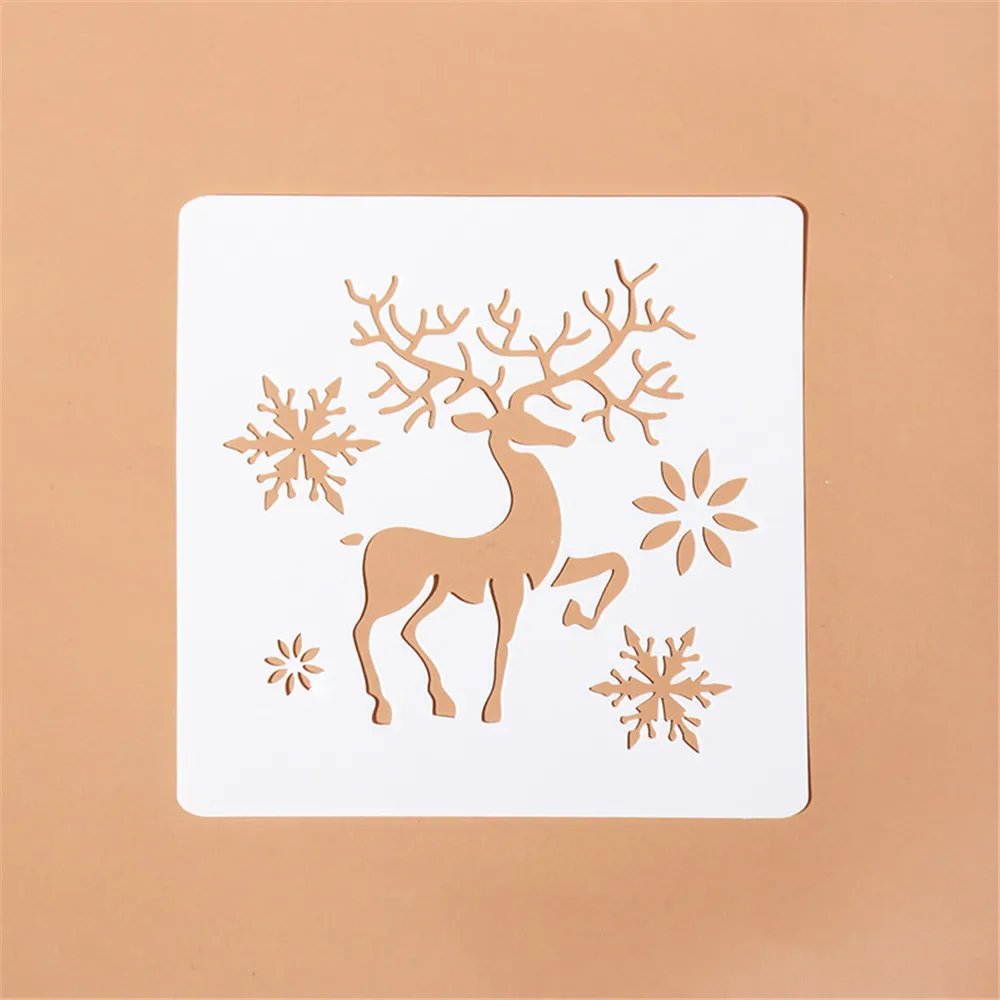 Christmas Deer & Snowflake Layering Stencils For Walls Painting Scrapbooking Stamp Album Decor Embossing Card Painting Template