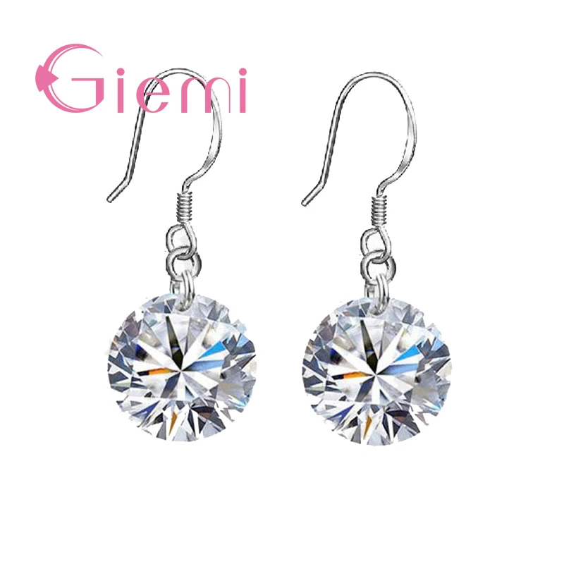 Big Promotion 8 Colors Super Shining Cubic Zircon Real 925 Sterling Silver Drop Earrings For Women Ladies Crystal Jewelry