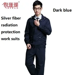 Genuine INSAHO Double layer silver fiber radiation shielding hooded overalls ,complete set work clothes for Machine room SHD006.