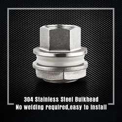 Weldless Bulkhead,1/2'' Compact Home Brew Kettle Weldless Fittings Stainless Construction & Food Grade Silicone Gasket Valve