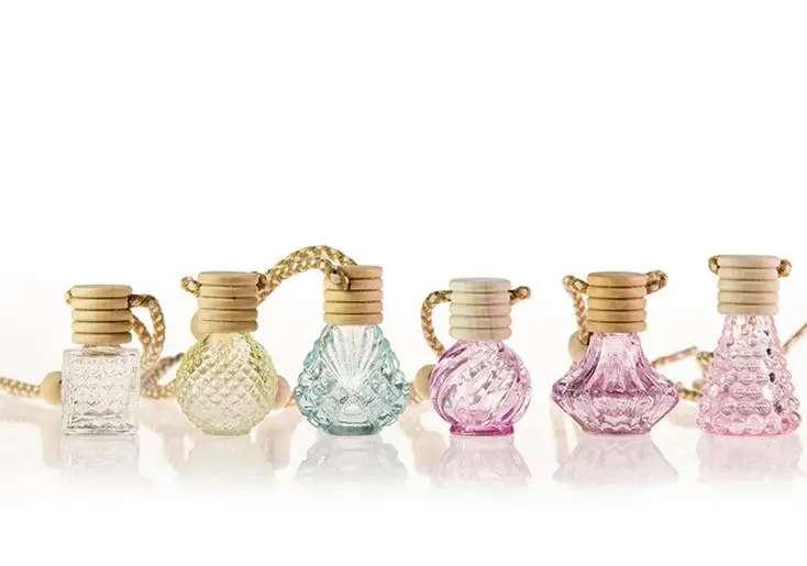 

Small Glass Clear Empty Perfume Bottle, Car Pendant Personalized Gifts, Wood Cap Empty Glass Perfume Bottle SN1247