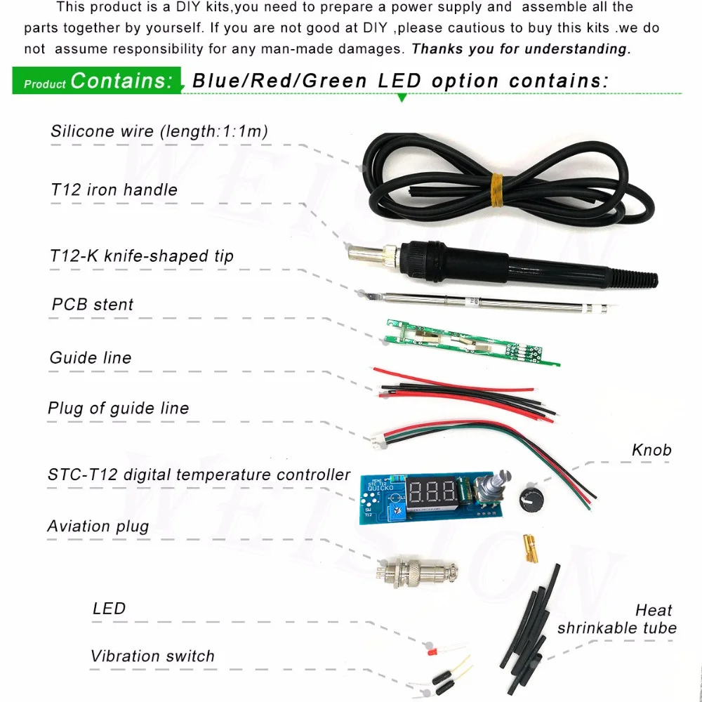 STC-T12 solder iron DIY kits/Unit Digital Soldering Iron Station Temperature Controller Kits / QUICKO MINI STC-LED-T12 DIY sets