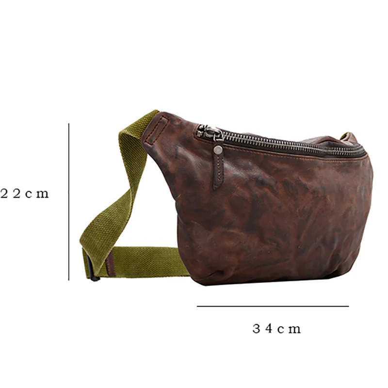 AETOO-Bolsa de vaca com capa de cabeça, bolsa crossbody de couro enrugado retrô artesanal, esportiva casual na moda