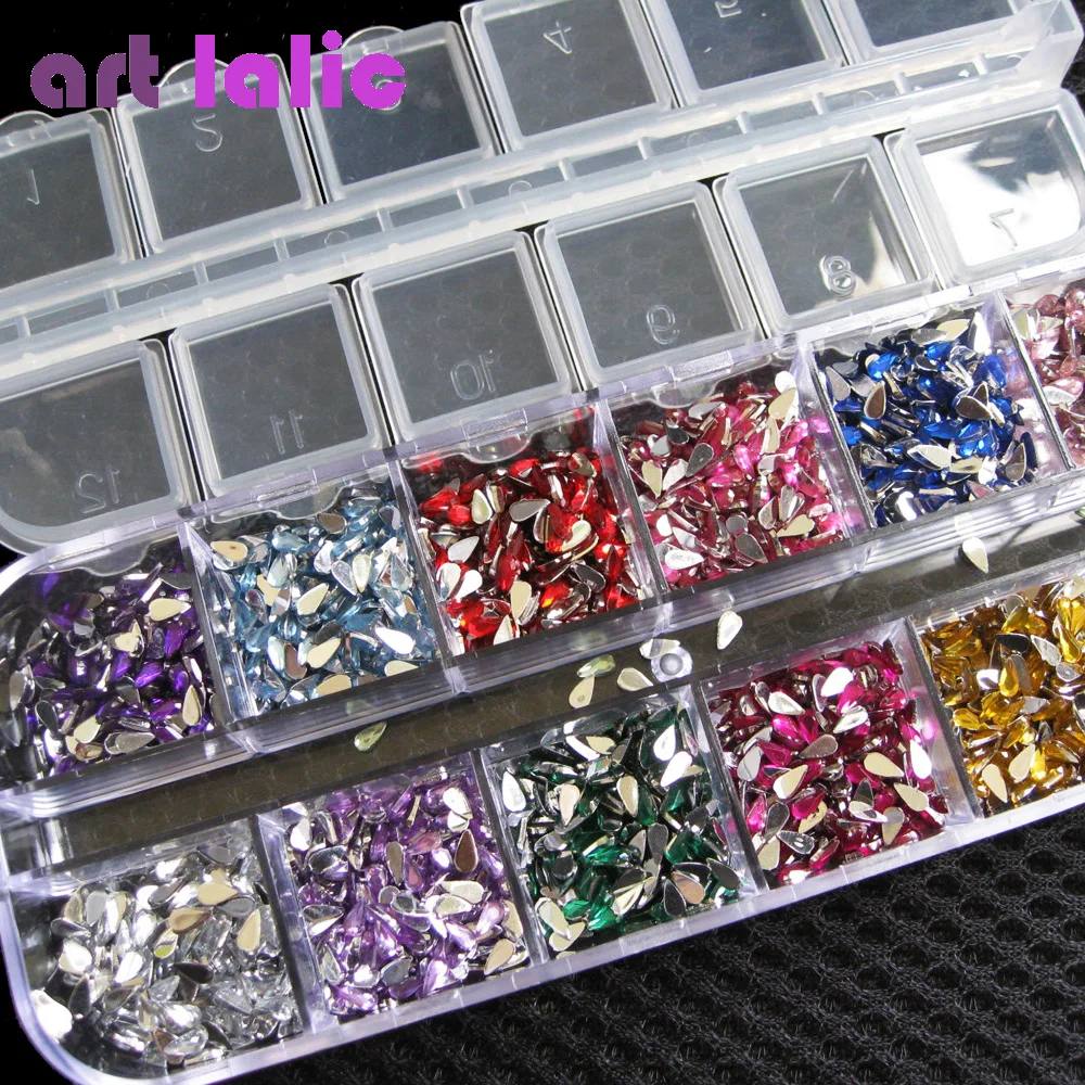 3000Pcs Nail Art Rhinestones Mix Color Teardrop Nails Sticker Gems Crystal Deco Glitters Beautiful Nail Decoration