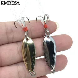 1 adet Metal 3g/5g balıkçılık Lures Wobbler Spinner yem kaşık yapay bas sert pullu madeni pul Metal çelik kanca Lures