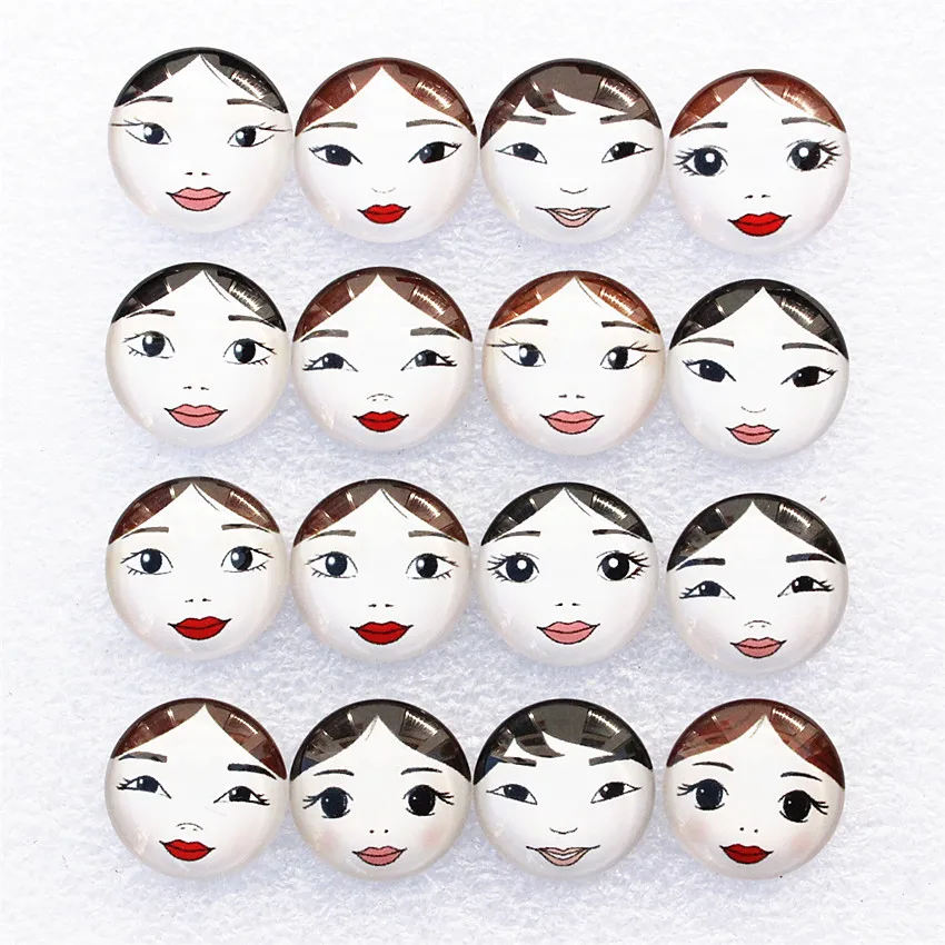 12mm 14mm 16mm 18mm 20mm 25mm 30mm Random Mixed Baby head Matryoshka Round Glass Cabochon Flatback Photo Tray Base Accessories