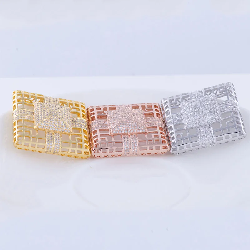 Hot Jewelry Big Zircon Czech Charms For Bracelets & Necklaces Vintage Copper Micro Pave Charms Connectors Jewelry Accessories