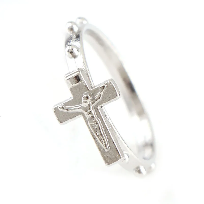 Cross Religious Ring Set 12PCS/pack Silver Color Catholic Wedding Ring Catholic Crucifix Ring Religious Wedding Jewelry Gifts