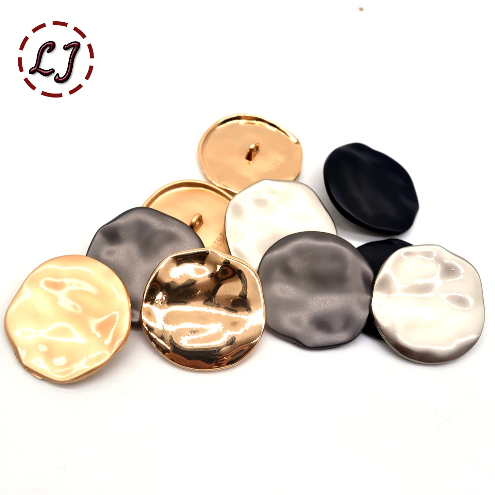 10pcs/lot fashion 30mm big decorative buttons high quality Irregular plane gold buttons for shirt overcoat sewing accessory DIY