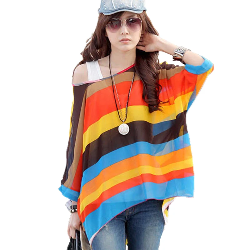 Summer Blouse Shirt 2021 New Fashion Women Casual Chiffon Blouses Tops Plus Size 4XL 5XL 6XL Batwing Sleeve Women\'s Shirts