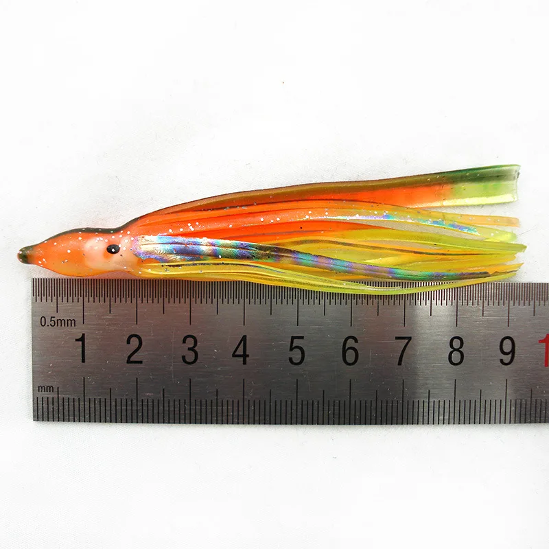 10Pcs/lot 9cm Octopus Lure Squid Jigs Fishing Lure Soft Lure Sea Fishing Salt Water Big Game Bait Skirt Mixed Color