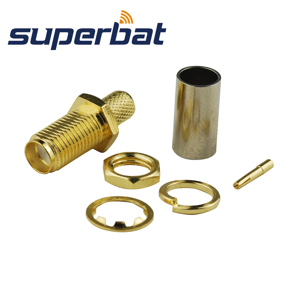 Superbat 10 pz SMA 50 Ohm Crimp femmina paratia RF connettore coassiale per cavo RG58 LMR195 RG400 RG142