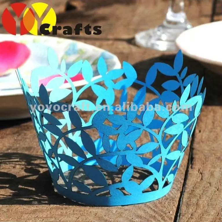 100pcs Free Shipping Wedding Fancy Leaves Design Cupcake Wrappers in Various Color for Party Decration Add Logo for Free