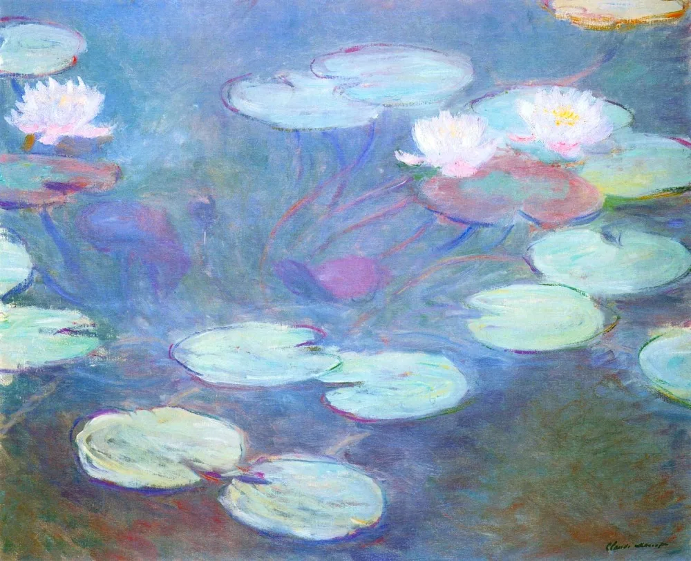 100% handmade landscape oil painting reproduction on linen canvas,water-lilies-pink-1899 BY claude monet,Free DHL Shipping