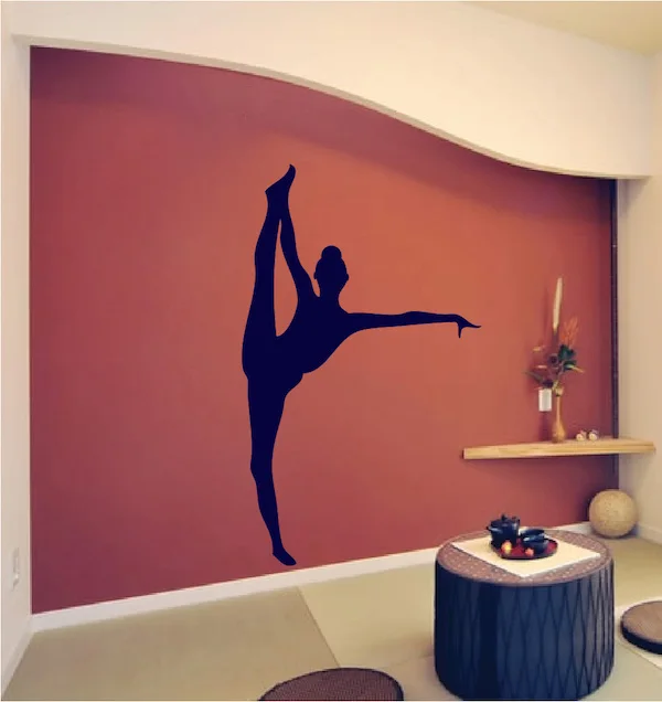 Gymnastics Girl Wall Mural Removable Home Background Decoration Living Room Vinyl Black Silhouette Wall Decals For GYM ZA798