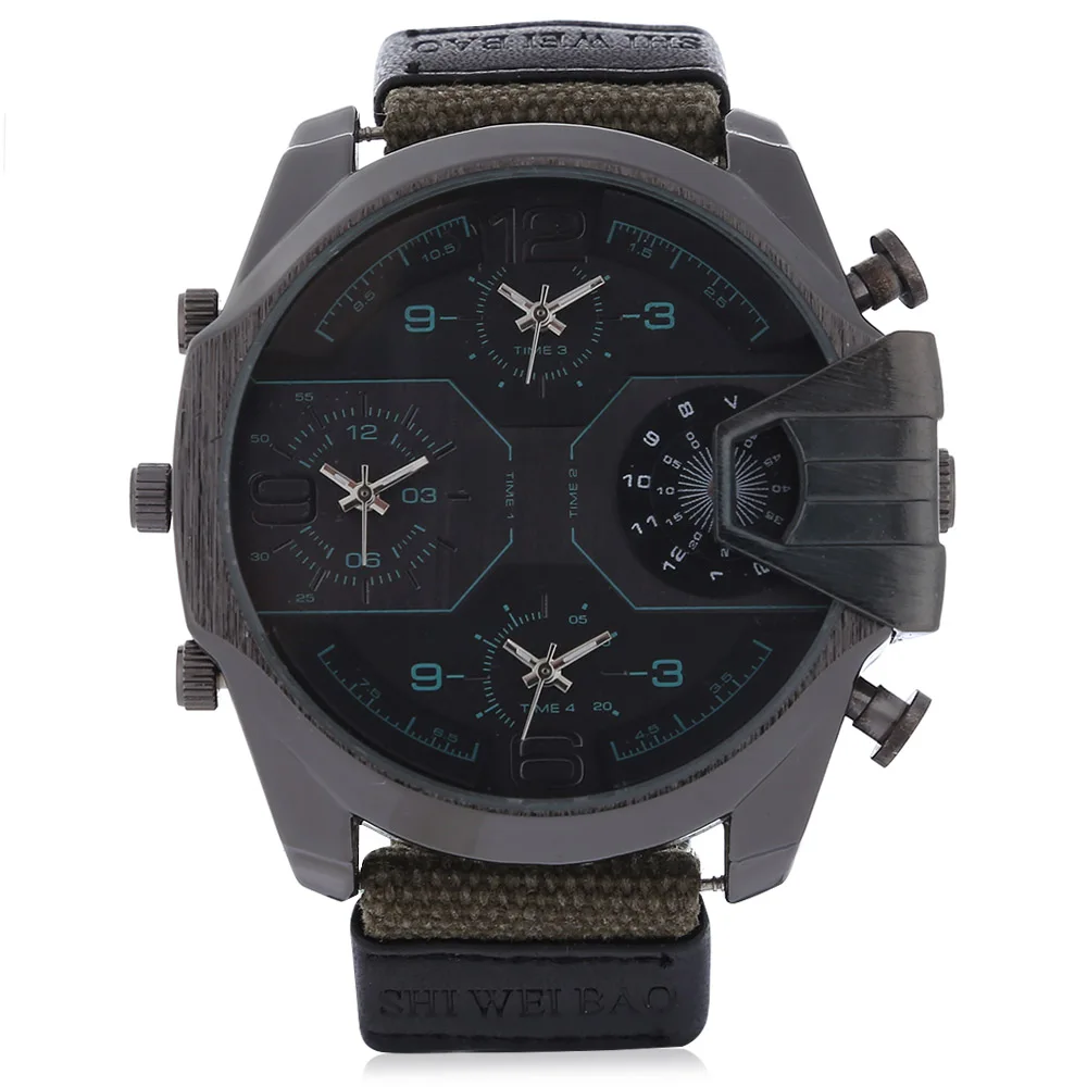 Reloj de lujo para hombre, marca famosa, carcasa grande, relojes de cuarzo para hombre, reloj masculino con fecha, correa de reloj de lona, reloj militar Masculino