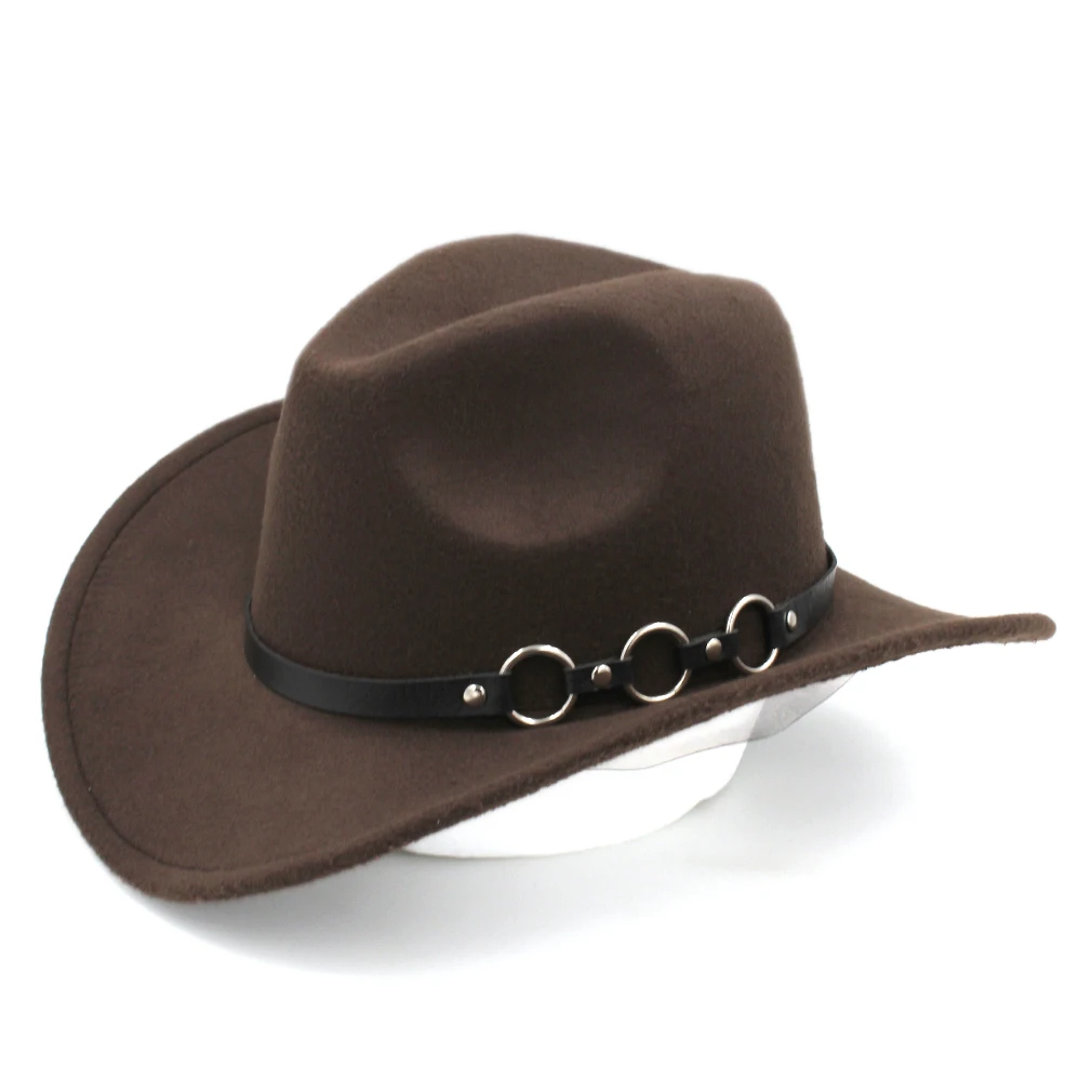 

Mistdawn Fashion Western Cowboy Riding Hat Cowgirl Cap Cattleman Party Jazz Hat Wide Brim O Rings Leather Band Size 56-58cm