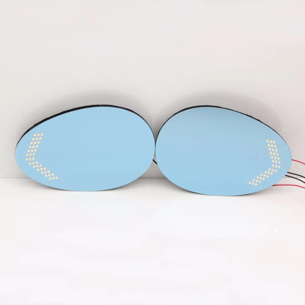 Blue Mirror Car Side View Mirrors Glare Proof Mirror Turn Signal Lamp Heated For MINI Cooper ONE R55 R56 2007-13 / Clubman 07-16