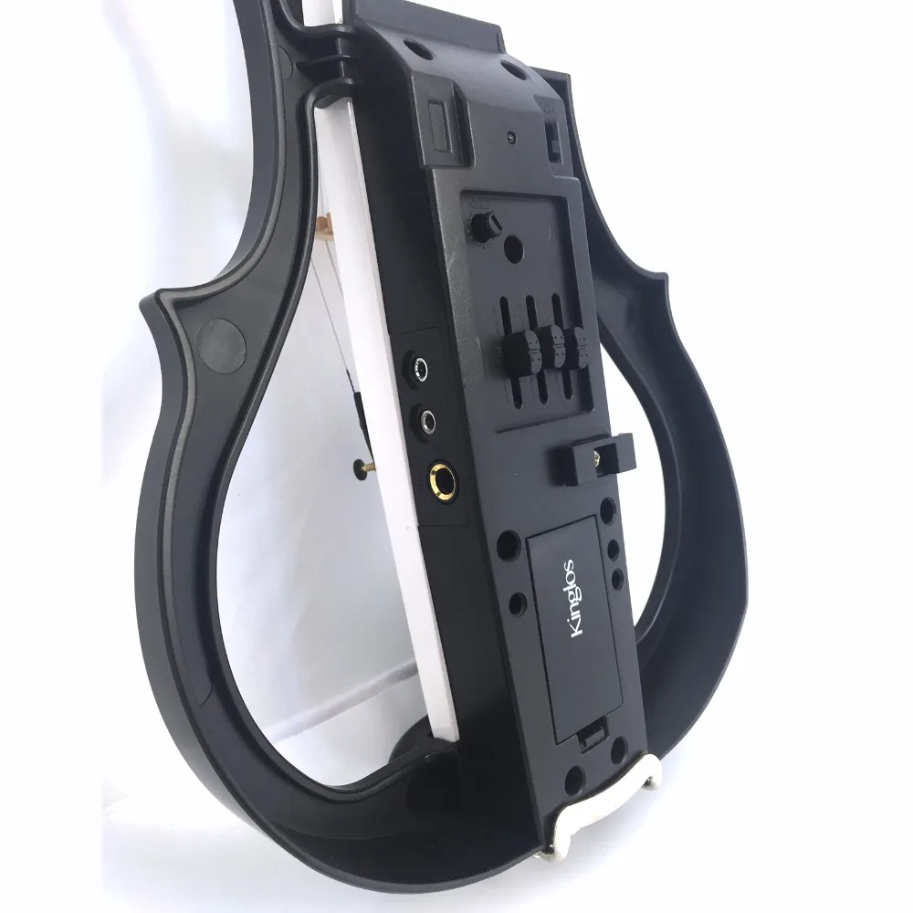 Solid Wood Silent Violin, Advanced Electric Art, Full Size, White and Black, Ebony Fittings, Parts, 4/4