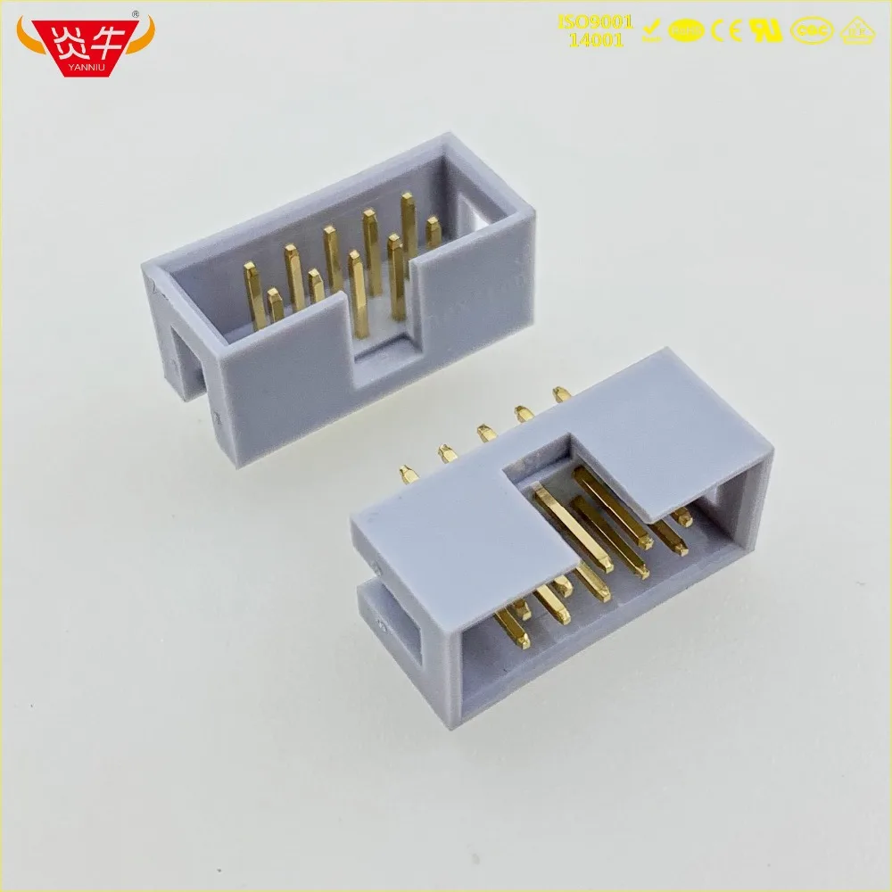 50Pcs DC3-10P GREY WHITE 10PIN IDC SOCKET BOX 2.54mm PITCH BOX HEADER STRAIGHT CONNECTOR PART OF THE GOLD-PLATED 3Au YANNIU