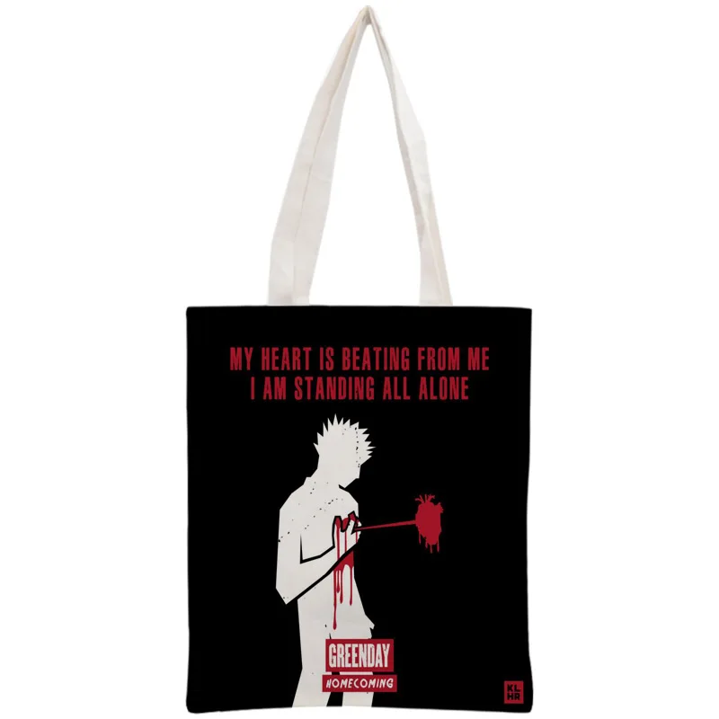 Custom Green Day Tote Bag Reusable Handbag Women Shoulder Foldable Cotton Canvas Shopping Bags