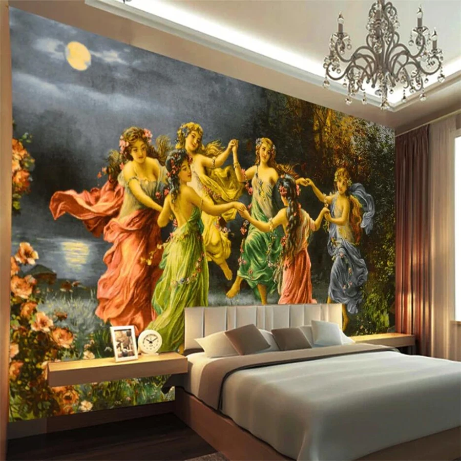 

Custom wallpaper 3d photo murals European hand-painted oil painting Greek goddess decorative painting TV background wall paper