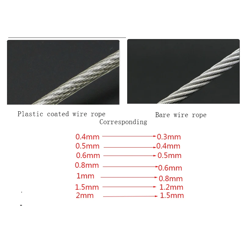 100 Meter 0.5/0.6/0.8/1/1.2/1.5/2mm Steel PVC Coated Flexible Wire Rope soft Cable Transparent Clothesline 304 Stainless Steel