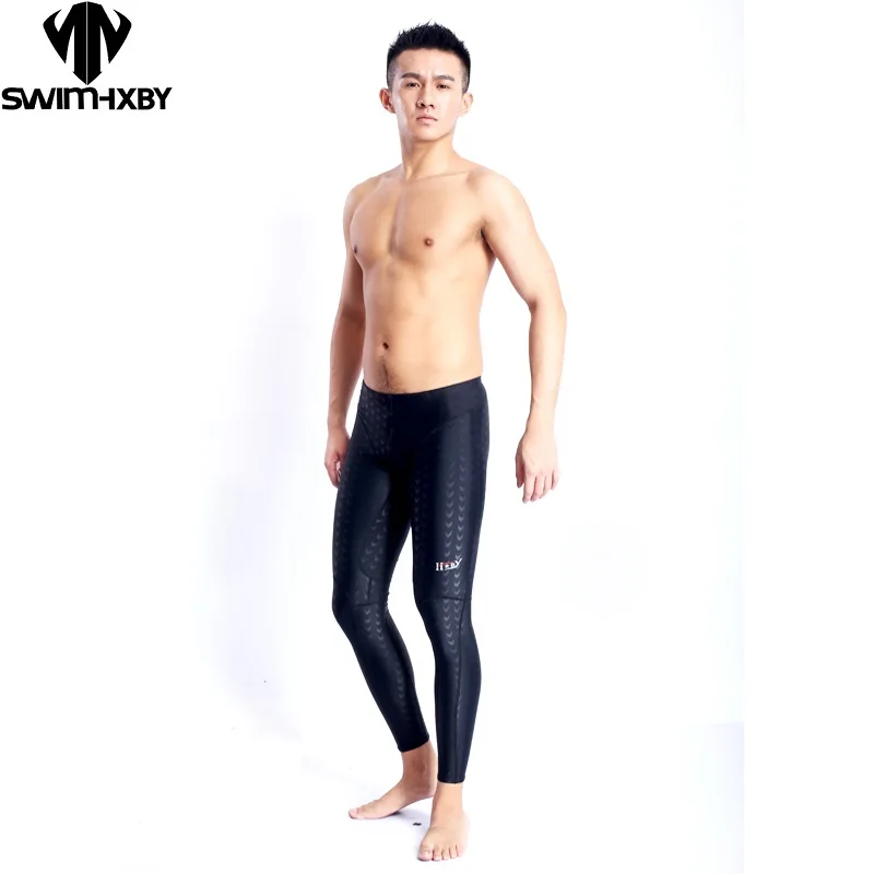 HXBY Racing Swimwear Men Swimsuit Briefs Competitive Swimming Trunks For Boys Bathing long swim pants men's long swimming trunks