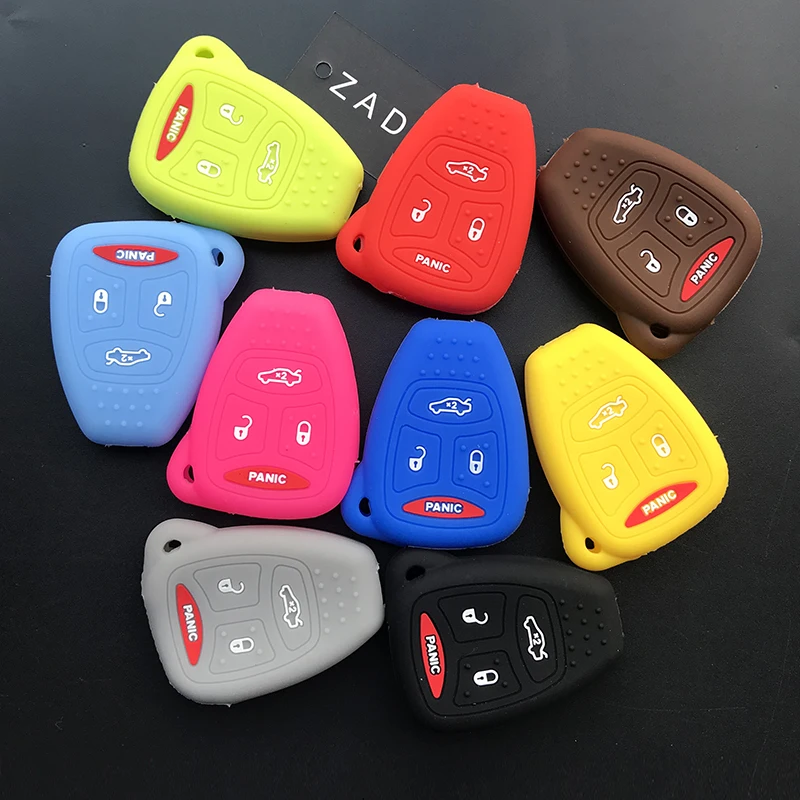 ZAD silicone key cover case holder for JEEP wrangler cherokee Chrysler Liberty Pacifica Sebring Aspen Magnum Charger protect key