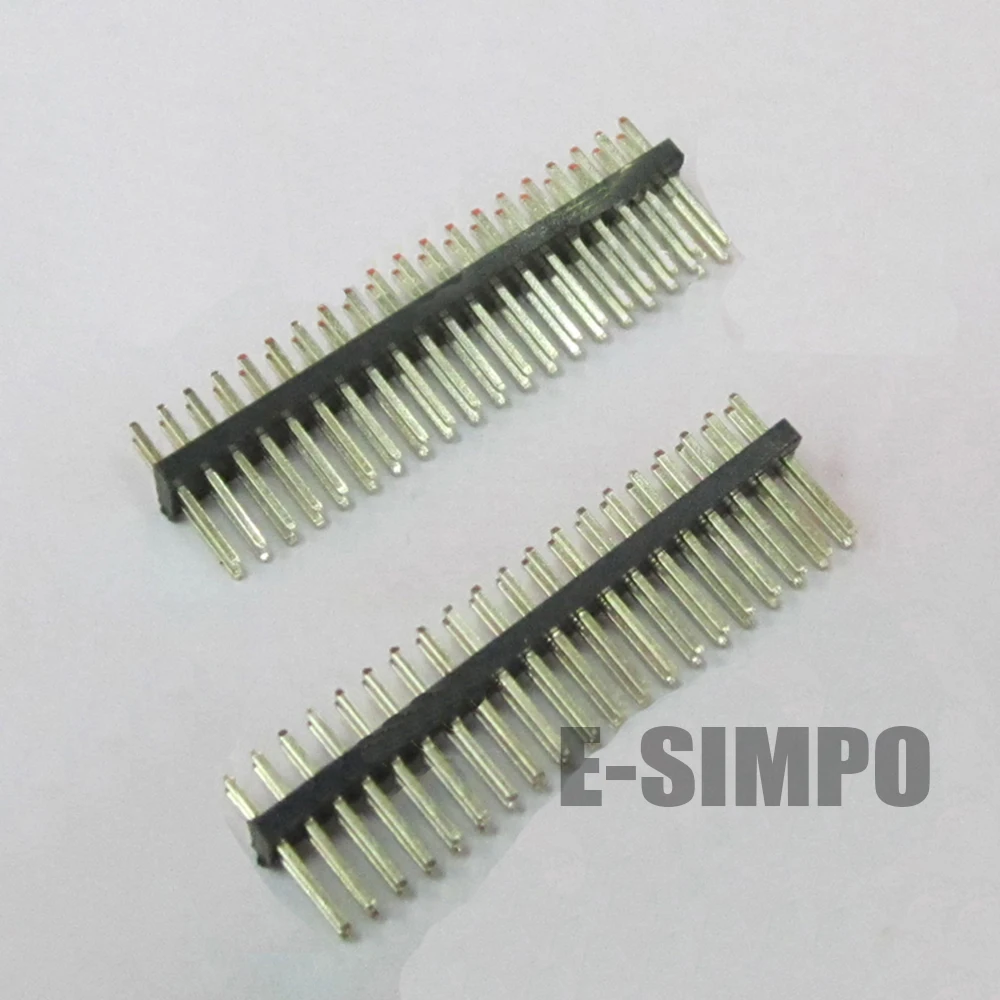 100pcs/lot 1.27mm Pin Header, 2*20P Straight, Dual Row Single Plastic, Total Length 7.2mm Golden-Plated Rohs,PA=4.0 H=1.0 PC=2.2