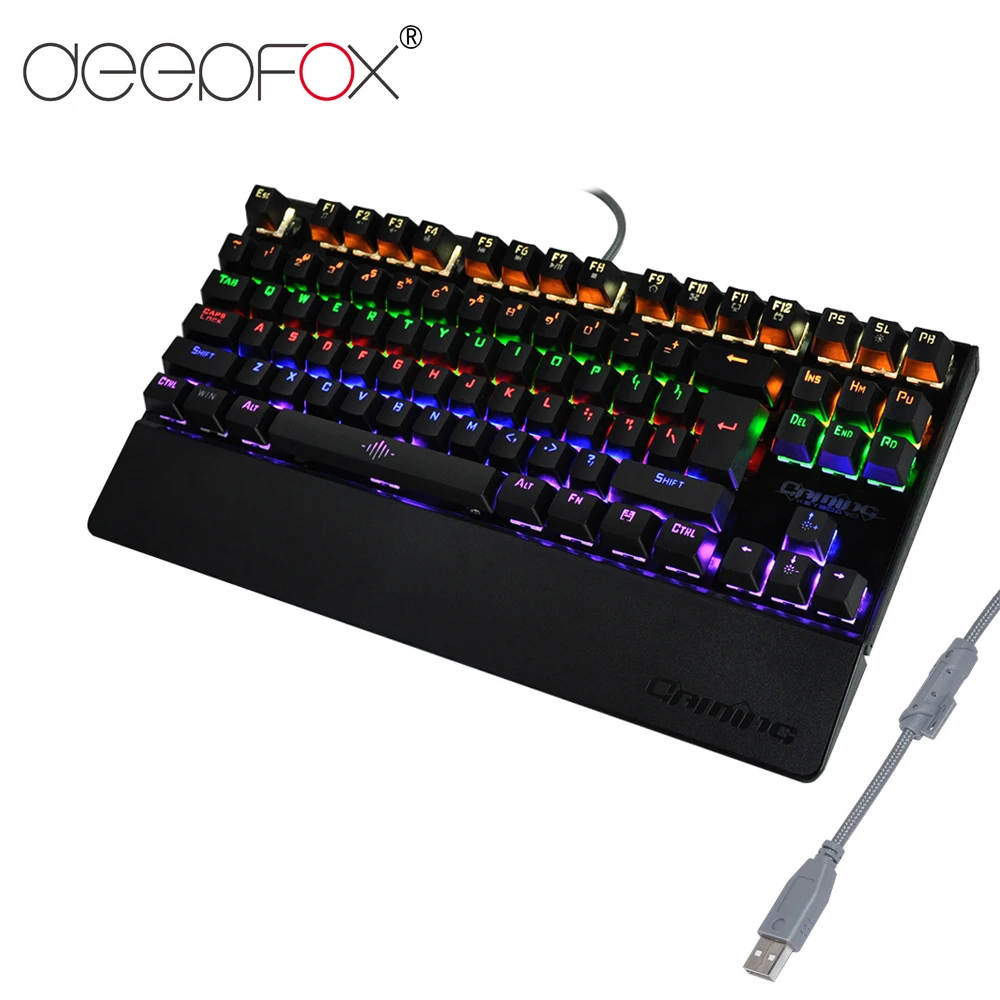 

Deepfox Mechanical Gaming Keyboard 87 Keys Blue Switch Illuminate Backlight Backlit Anti-ghosting LED Keyboard Wrist Pro Gamer