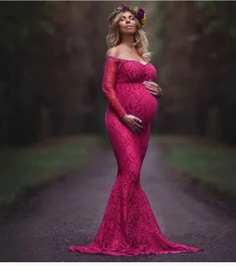 

Fashion Pregnant Mother Dress Maternity Photography Props Women Pregnancy Clothes Lace Dress For Pregnant Photo Shoot Clothing