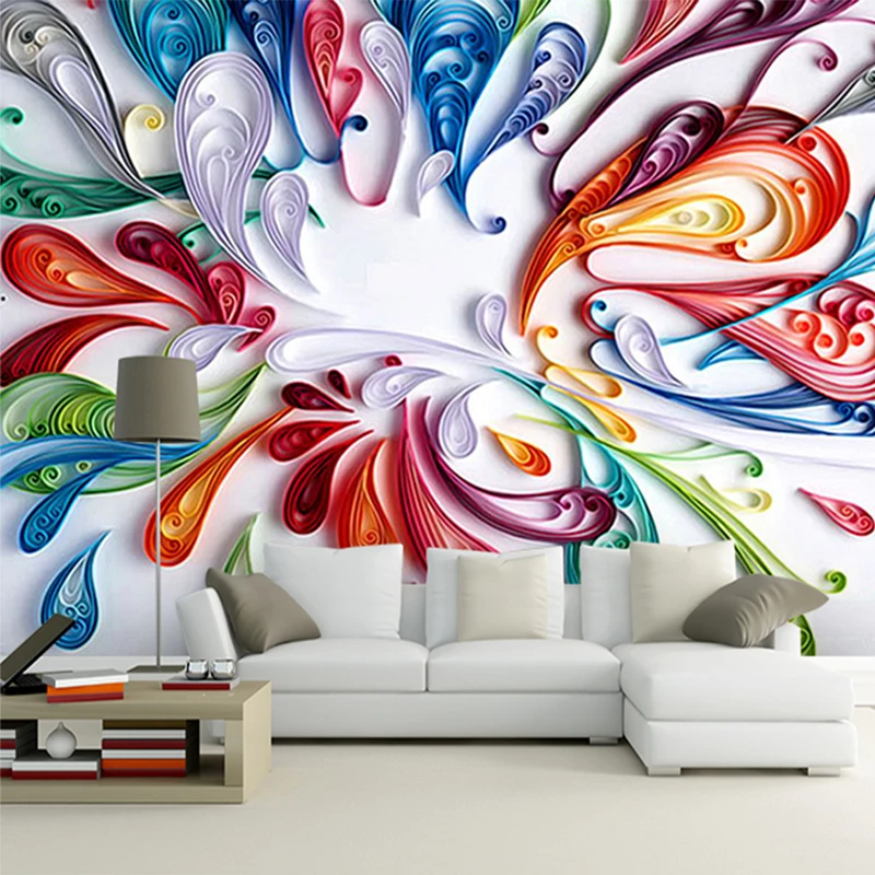 Papier peint mural 3D personnalisé pour mur, art moderne, peinture florale abstraite colorée, papier peint créatif pour salon et chambre à coucher