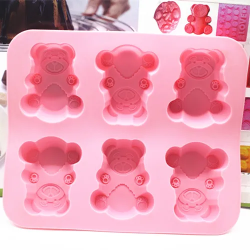 6 cavity Chubby bear shape silicone mould handmade soap Chocolate Fondant cake mould Baking mold DIY tools