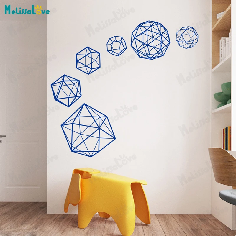 Cool European Geometry 3d Stereo Wall Stickers Living Room Bedroom Home Decoration Self-adhesive Vinyl Decals Art Murals YT515