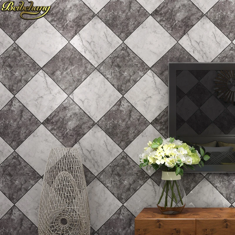 

beibehang Simulation Rhombus Tile PVC wallpaper for walls 3 d Lattice Wall paper Europe Modern Embossed living room decoration