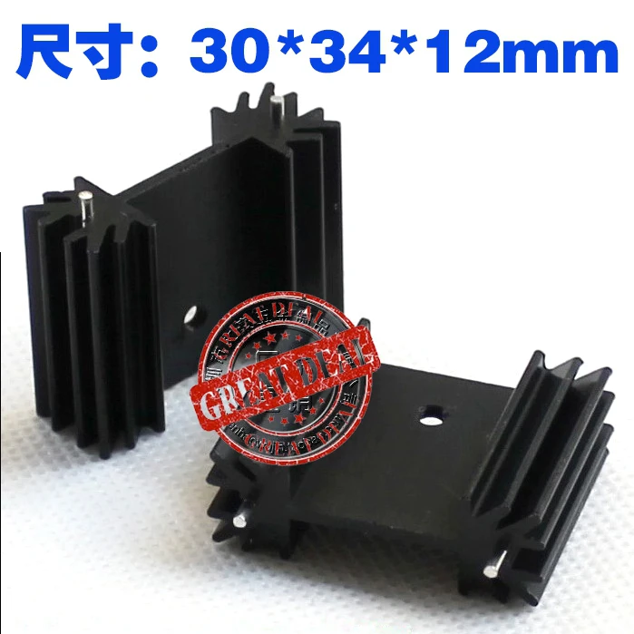 Free Ship 100PCS Aluminum Heatsink to220 heatsink 30*34*12MM Transistor heatsink Radiator black Cooling