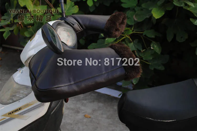 High Quality PU Leather Motorcycle motor Handlebar Muffs Snowmobile Waterproof Winter Hand Warm Covers Gloves Handle Bar Muffs