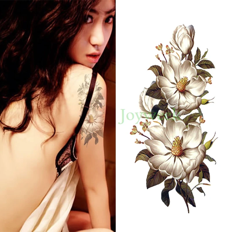 Waterproof Temporary Tattoo Sticker orchid Gardenia flower tatto stickers flash tatoo fake tattoos for women girl