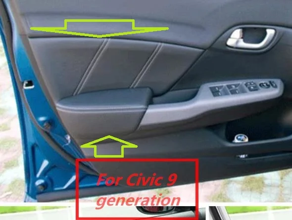 Microfiber Leather Car Door Armrest Panel Protective Cover For Honda Civic  2012 2013 2014 2015 9th Gen with Mount Fittings