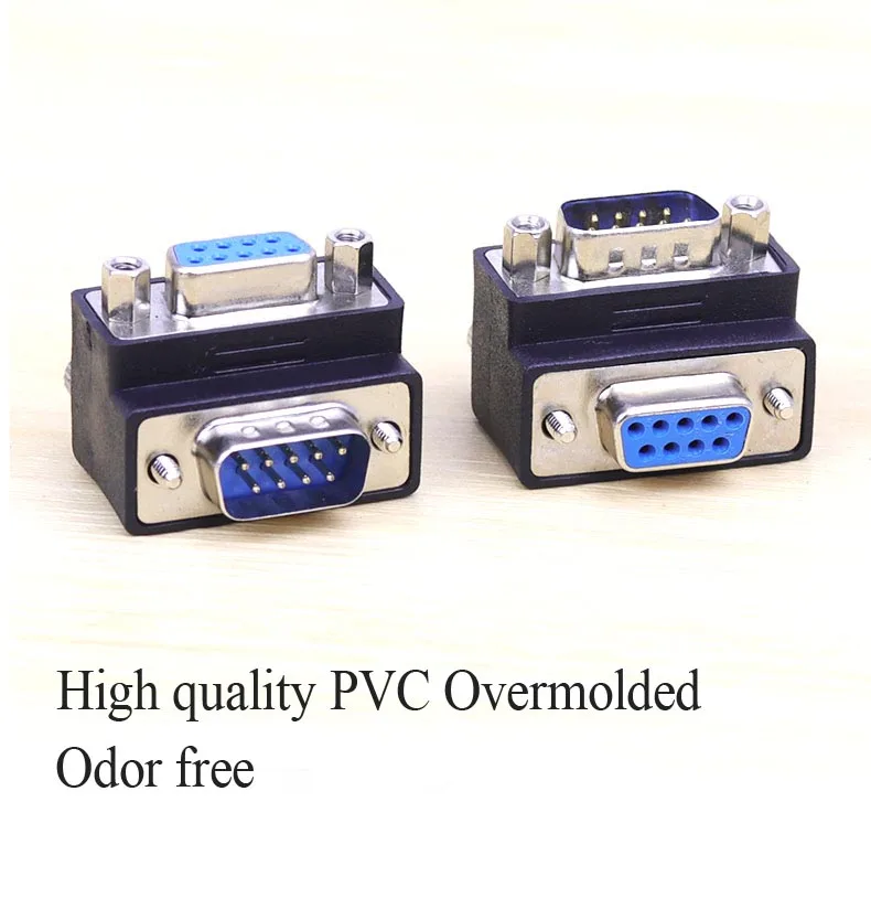Codo en ángulo de 90 grados RS232 serie 9 pines macho a hembra cambiador de género para IPC POS ATX SBC ARM Dsub 9p extensor