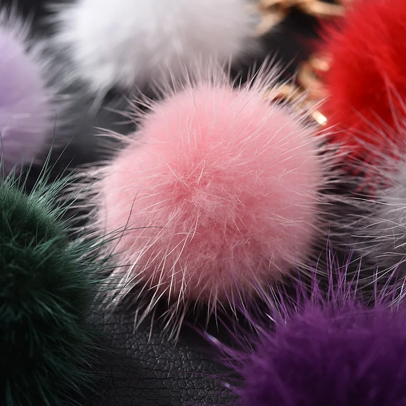 New Really water mink fur ball heart key chain fur Charm car key ring love plush pendant keychain party gift Jewelry K3003