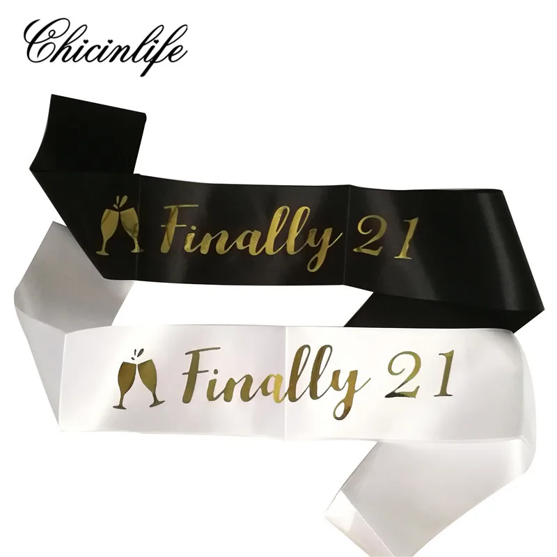 Chicinlife 1Pcs Finally 21 Sash 21st Birthday Girl Party Sash Favors Age Adult Gifts Party Decoration Supplies