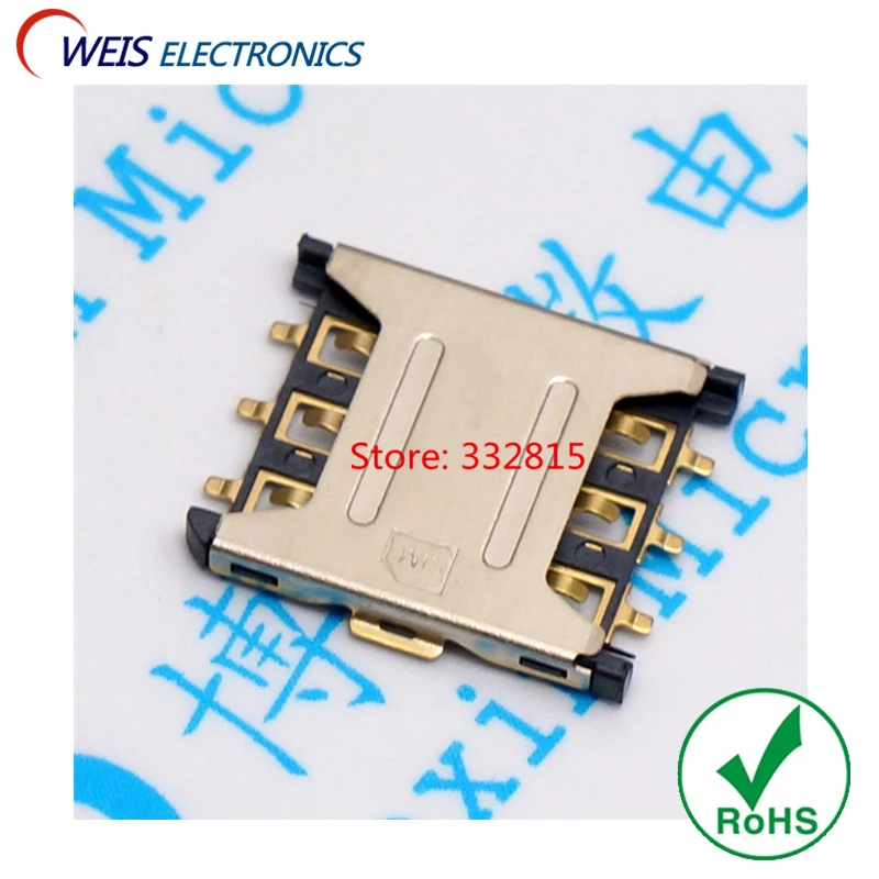 10PCS Nano-SIM Card Holder Plug Type 6PIN Mini Sim Card Socket Nano SIM Card Connector ROHS Sockets