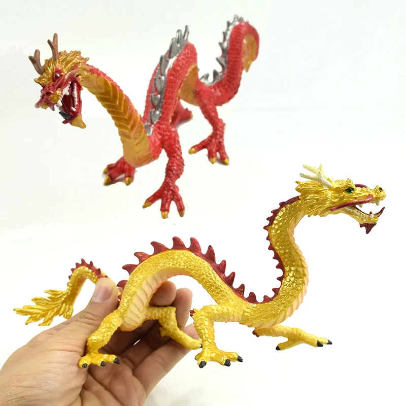 Brinquedo novo e estranho, modelo de dragão chinês, crianças, imitar animais de dinossauro, decoração de armário sólido, ornamento de mesa, presente